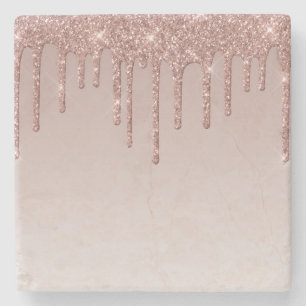 Porta-copo De Pedra Glitter líquido de rosa Dourado