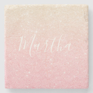 Porta-copo De Pedra Glitter ouro de rosa de gradiente cinza bonito ele