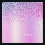 Porta-copo De Pedra Glitter Roxo Bruche Girly Monograma Nome<br><div class="desc">Folha fina Roxa Folha Metálica Brilhante Metálica Esmagada Monograma Nome Azulejo Pedra. Isso faz a formatura perfeita,  doce aniversário de 16 anos,  casamento,  chá de panela,  aniversário,  chá de fraldas ou presente de festa de solteira para alguém que ama luxo de vidro e estilos quicos.</div>