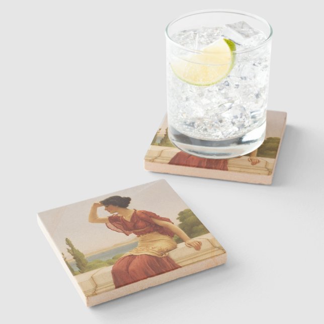 Porta-copo De Pedra Godward O Sinal Bela Mulher Retrato (Lateral)