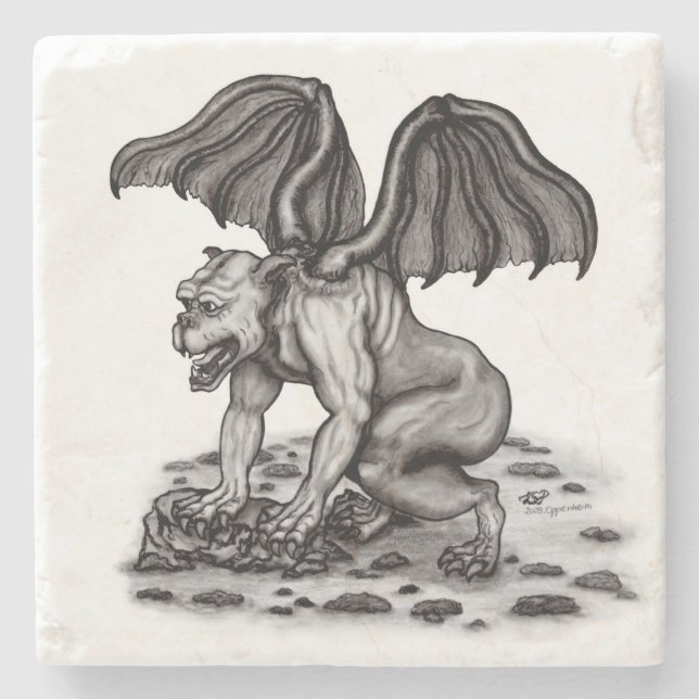 Porta-copo De Pedra Golem Gargoyle (Frente)