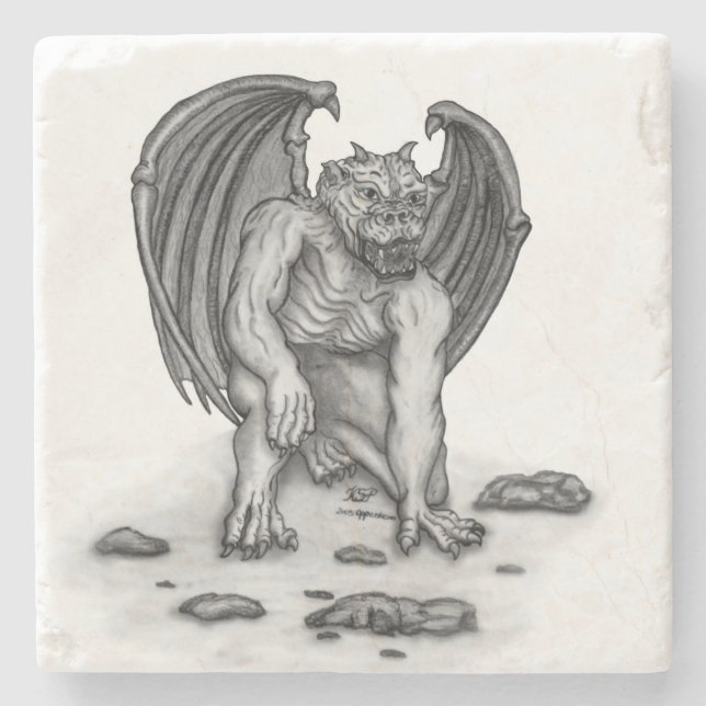 Porta-copo De Pedra Golem Gargoyle (Frente)