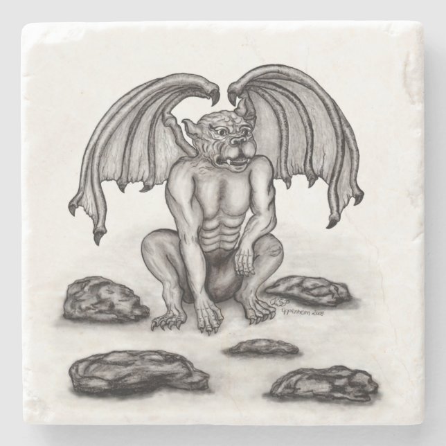 Porta-copo De Pedra Golem Gargoyle (Frente)