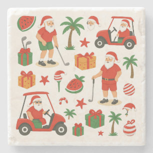 Porta-copo De Pedra Golfe Papais noeis Golfe no Verão de Natal