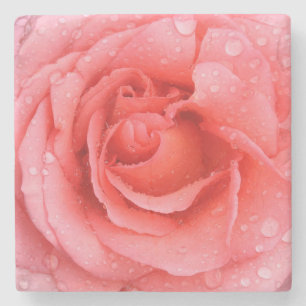 Porta-copo De Pedra Gotas Românticas de Água Rosa Rosa Rosa Vermelha