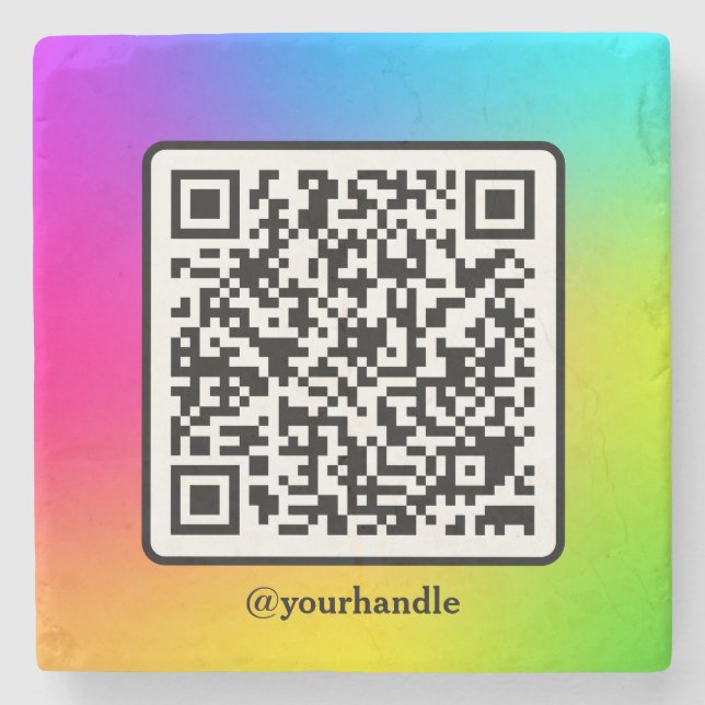Porta-copo De Pedra Gradação Personalizada de Código QR Quadrado de Mí (Frente)