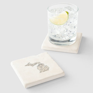 Porta-copo De Pedra Gráfico de Estado de Vintage do Mapa de Imagens An