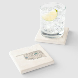 Porta-copo De Pedra Gráfico de Estado de Vintage do Mapa de Imagens An