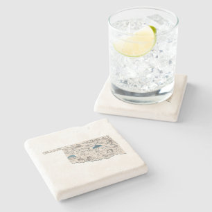 Porta-copo De Pedra Gráfico de Estado de Vintage do Mapa de Imagens An