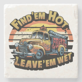 Porta-copo De Pedra Gráficos Divertidos de Caminhão de Bombeiros Vinta