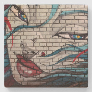 Porta-copo De Pedra Grafite de Menina Asiática