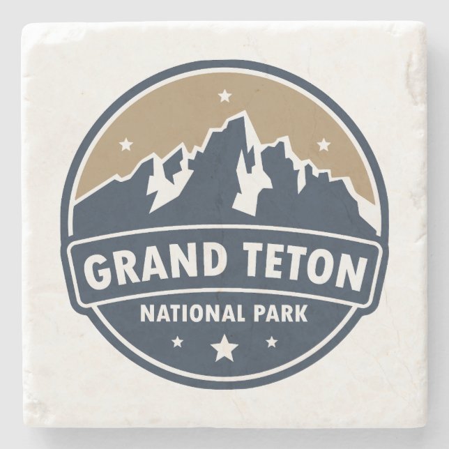 Porta-copo De Pedra Grand Teton National Park Round Emblem (Frente)