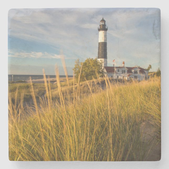 Porta-copo De Pedra Grande Farol De Ponto Solúvel No Lago Michigan (Frente)