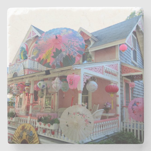 Porta-copo De Pedra Grande Iluminação a Rosa - O Vinho de Martha (Frente)