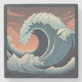 Porta-copo De Pedra Grande onda de tsunami