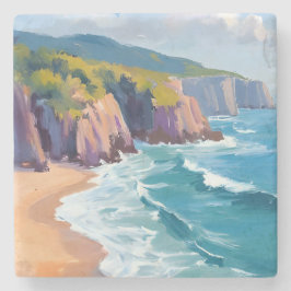 Porta-copo De Pedra Grande Sur, Califórnia Pintura em Aquarela do Ocea