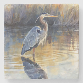 Porta-copo De Pedra Grandes Rios de Garças-Azul Aquarelas