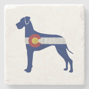 Porta-copo De Pedra Great Dane Dog Silhouette Colorado Flag