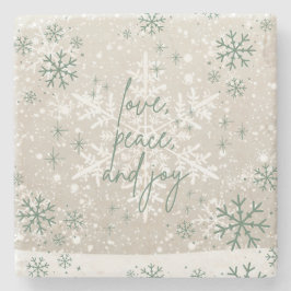 Porta-copo De Pedra Green Beige Snowflakes Adoram Feriado de Joia da P