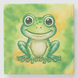 Porta-copo De Pedra Green cute frog