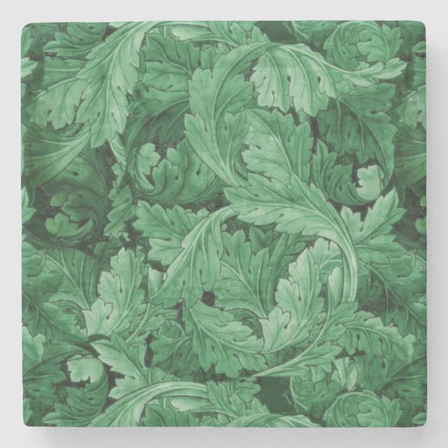 Porta-copo De Pedra Green Leaves (por William Morris) (Frente)