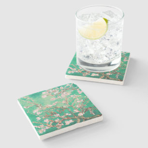 Porta-copo De Pedra Green Van Gogh Almond Blossoms