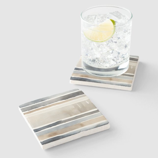 Porta-copo De Pedra Grelha Aquarela Cores Neutras (Lateral)