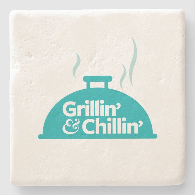 Porta-copo De Pedra Grillin & Chillin (Frente)