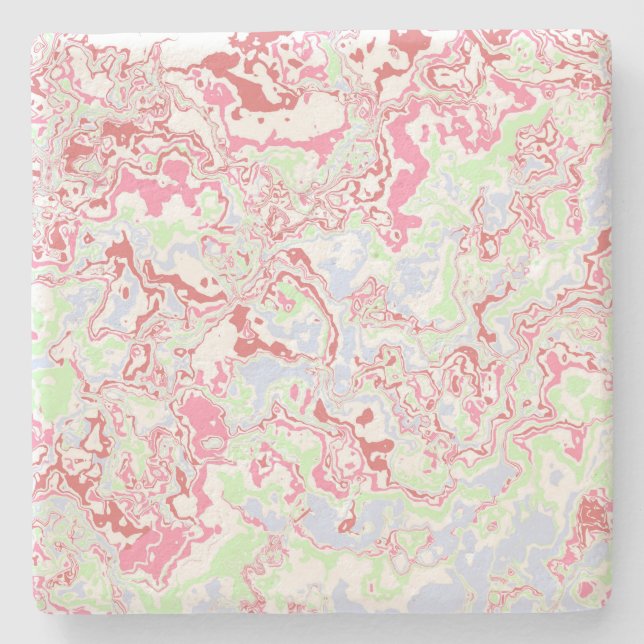 Porta-copo De Pedra Groovy Retro Boho Eclectic Funky Colorful Marble (Frente)
