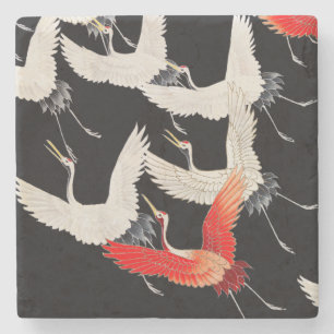 Porta-copo De Pedra Gruas voadoras japonesas Kimono Art