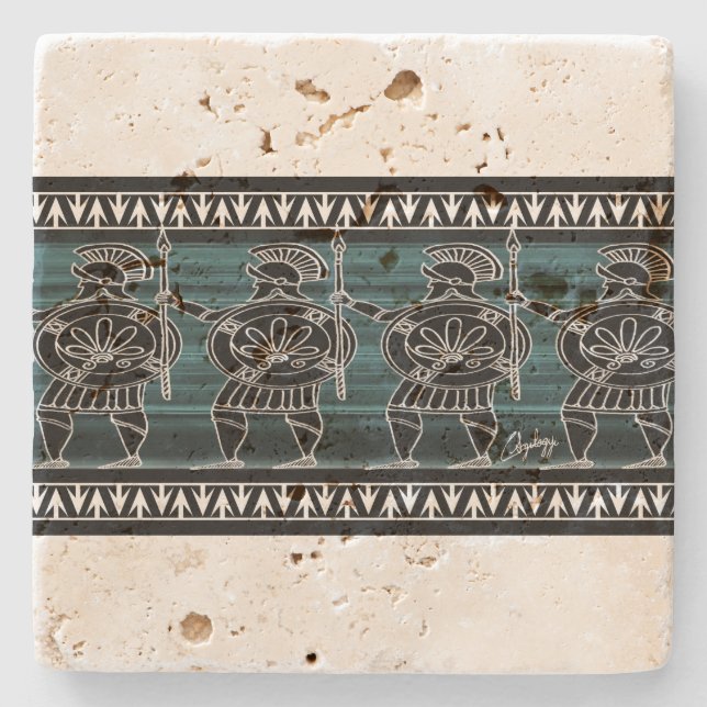 Porta-copo De Pedra Guarda preto grego (Frente)