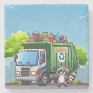 Porta-copo De Pedra Guaxinim fofo e caminhão de "comida"