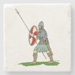 Porta-copo De Pedra Guerreiro Medieval Inglês/Saxão