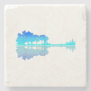 Porta-copo De Pedra Guitar Lake Shadow Love Guitar Musical