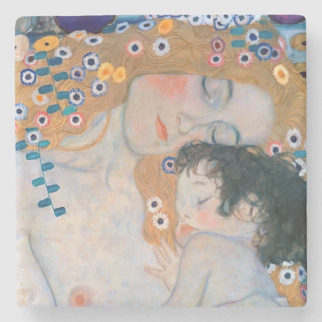 Porta-copo De Pedra Gustav Klimt - Mãe e Filho (Frente)