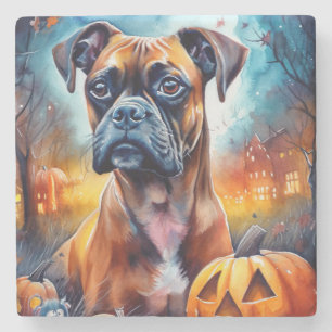 Porta-copo De Pedra Halloween Boxer Com Pumpkins Assustado