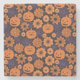 Porta-copo De Pedra Halloween Floral