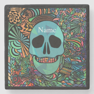 Porta-copo De Pedra Halloween Hippie Skull Thunder_Cove
