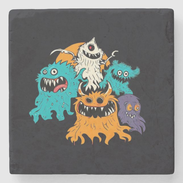 Porta-copo De Pedra Halloween/Monster/Outubro/Queda (Frente)