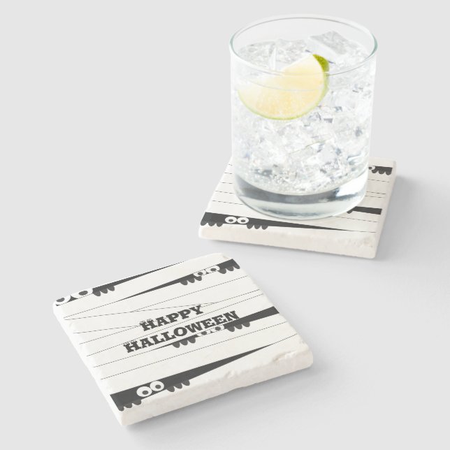 Porta-copo De Pedra Halloween Peeking Mummy (Lateral)