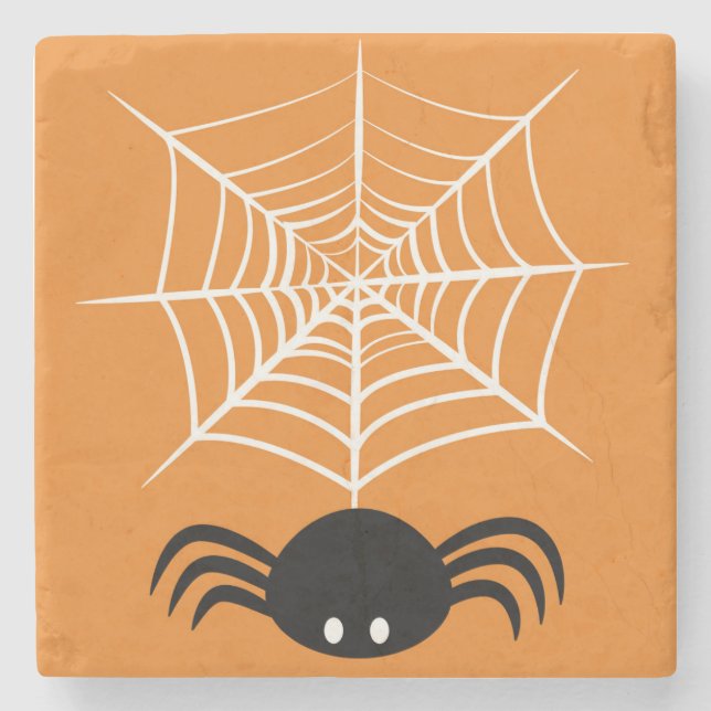 Porta-copo De Pedra Halloween Spider Web (Frente)