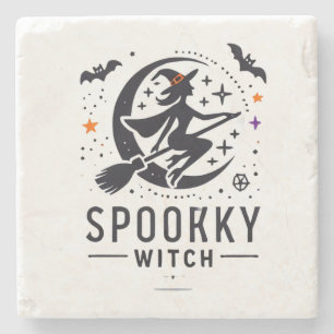 Porta-copo De Pedra Halloween Spooky Witch Design - Voando na Broom