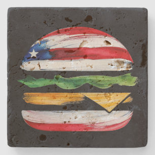 Porta-copo De Pedra Hamburger América (Pintura Preta Nº 2)