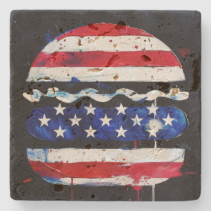 Porta-copo De Pedra Hamburger América (Pintura Preta Nº 3)