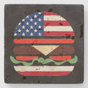 Porta-copo De Pedra Hamburger América (Pintura Preta Nº 4)