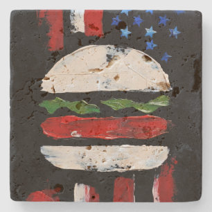 Porta-copo De Pedra Hamburger América (Pintura Preta Nº 7)