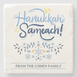 Porta-copo De Pedra Hanukkah Sameach | Família Simples Elegante de Cha