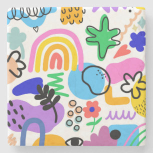 Porta-copo De Pedra Happy and colorful abstract designs
