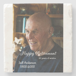 Porta-copo De Pedra Happy retirement add name photo years of service r
