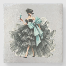 Porta-copo De Pedra Haute Glam Gown, Tiff Blue Arco e Shades